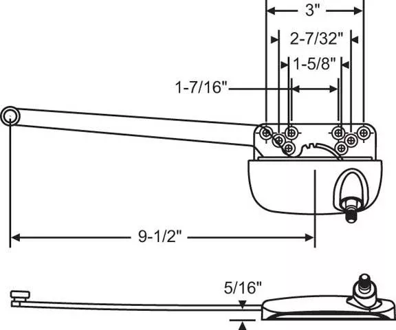 Truth Hardware “Ellipse” Single Arm 9-1/2″ Operator with Stainless Steel Roller (Left Hand)
