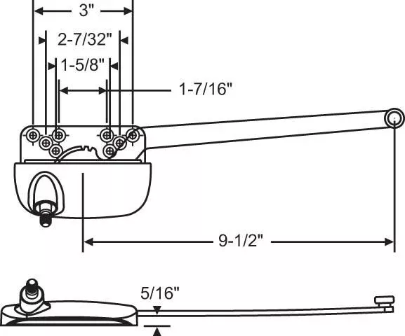 Truth Hardware “Ellipse” Single Arm 9-1/2″ Operator with Stainless Steel Roller (Right Hand)