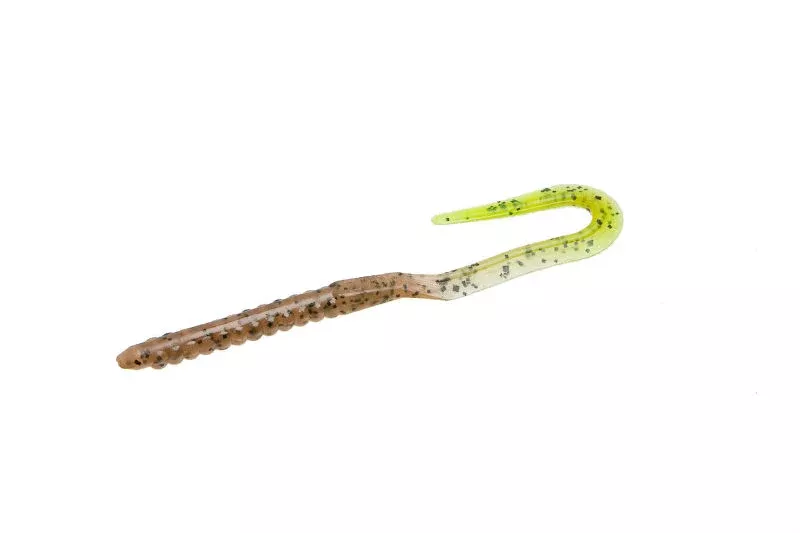 Zoom Super Salty U-Tail Style Plastic Worms, Pumpkin/Chartreuse, 6″